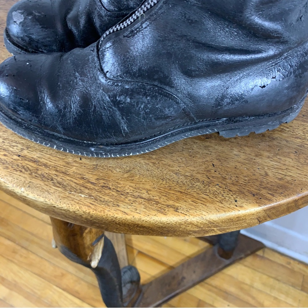 Vintage 70s hand made motorcycle , police  Steel toe leather boots - Picture 10 of 14